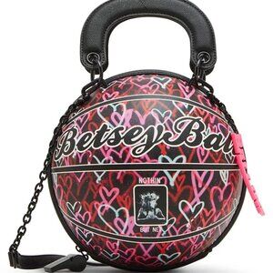 Betsey Johnson Kitsch Basketball Small Crossbody Bag Black NWT